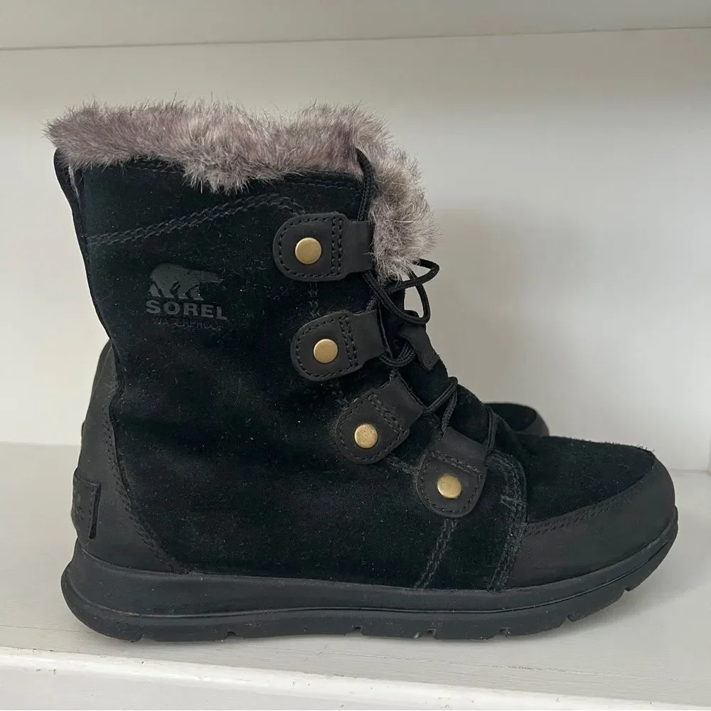 Sorel Women's Explorer Joan Suede Boots Black Size 8